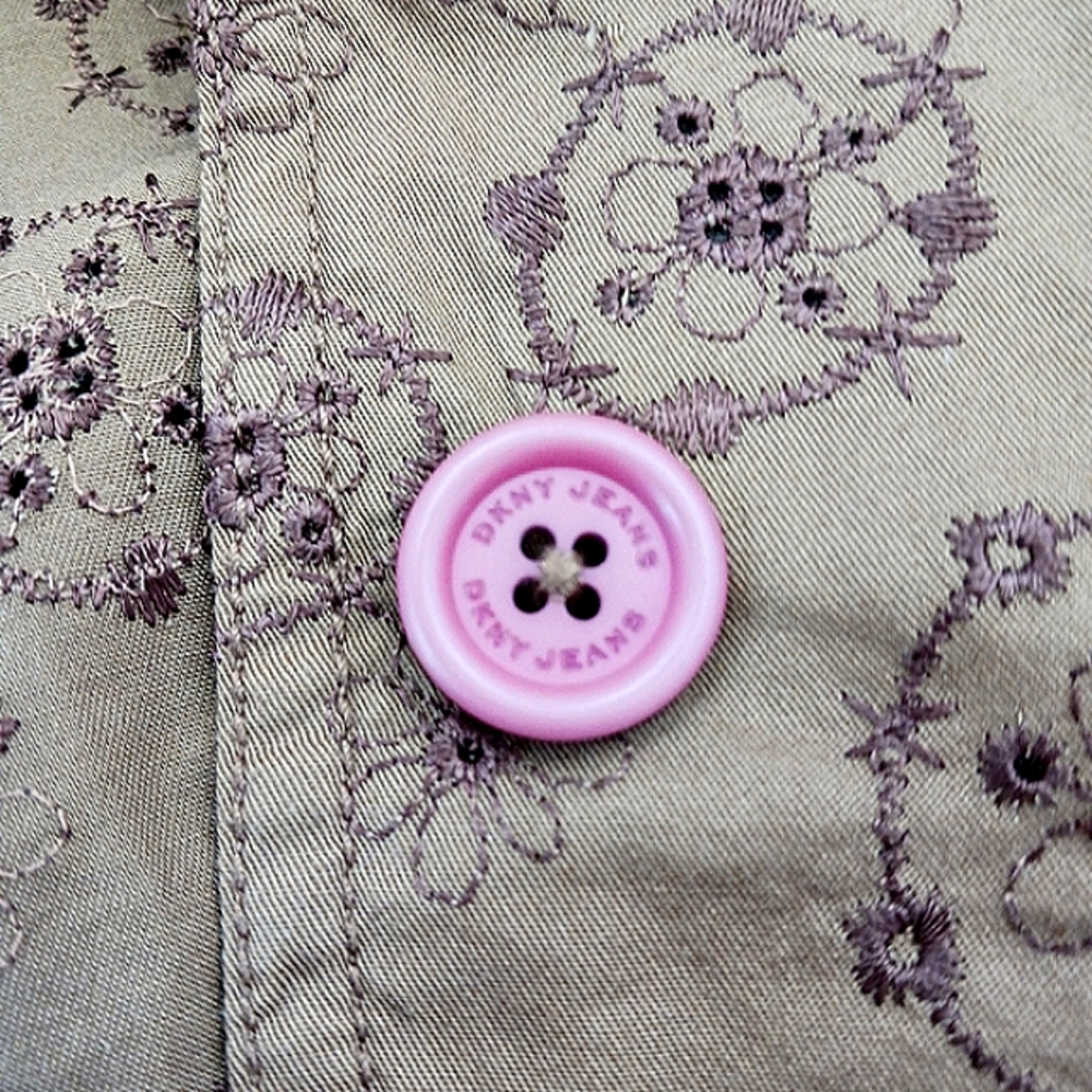 DKNY JEANS Light Brown Cotton Eyelet Notched Lapel Cropped Jacket Like N… - Picture 4 of 15